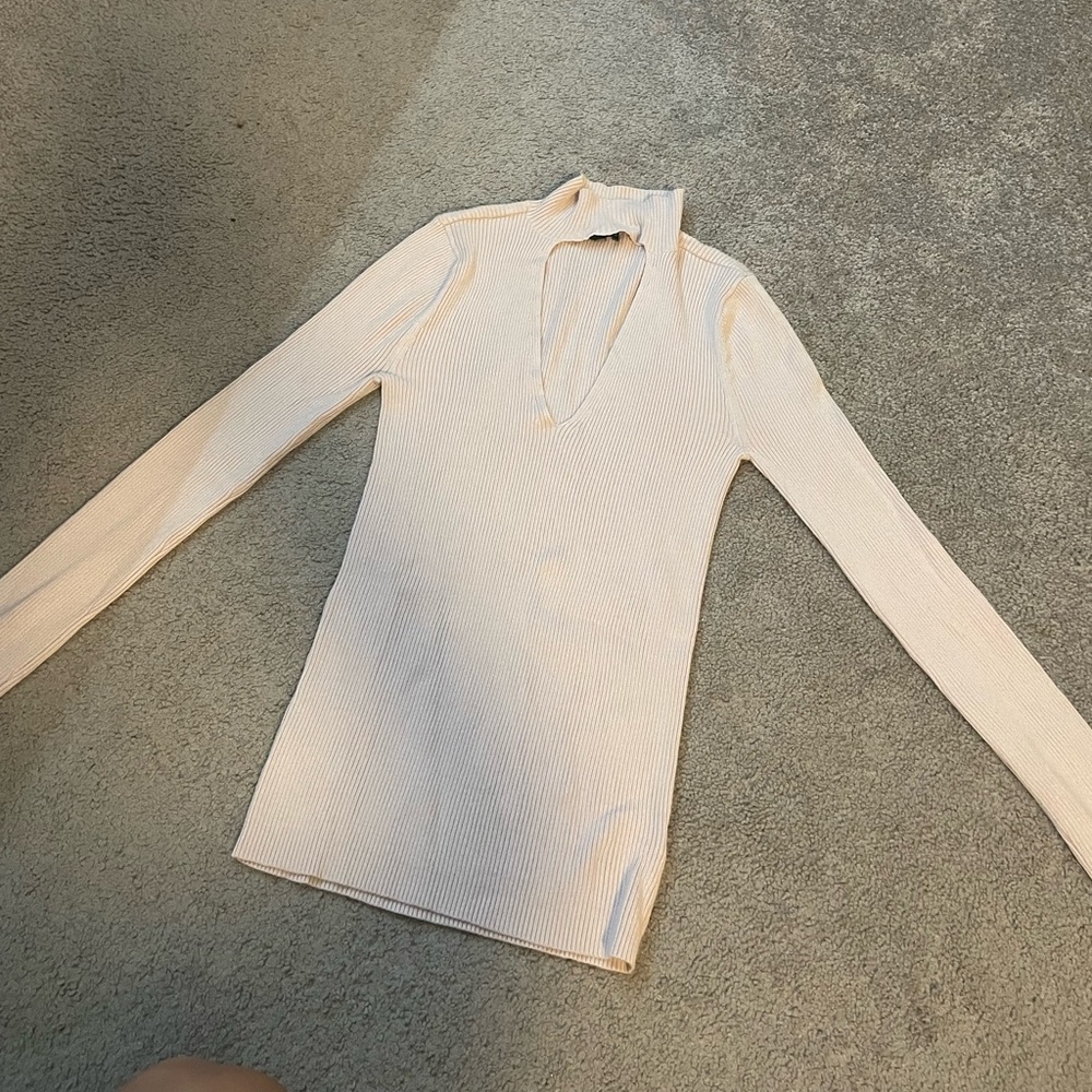 Express cut out front light pink mock neck sweater - worn once EUC